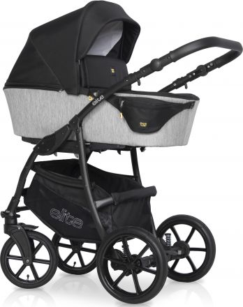Детская коляска 2 в 1 Expander Elite 03 Silver (черная ткань – св.серая ткань)